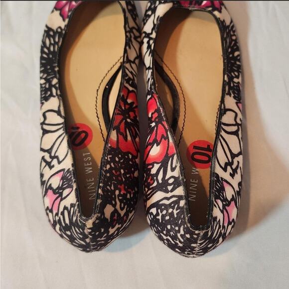 Nine West Graffiti Rose Canvas Pointed Ballet Flats Sz 10 Boho Casual Feminine - Picture 5 of 6